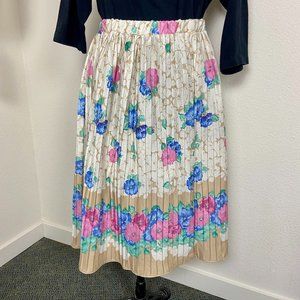 Vintage 1990's Floral Accordion Pleated Midi Skirt